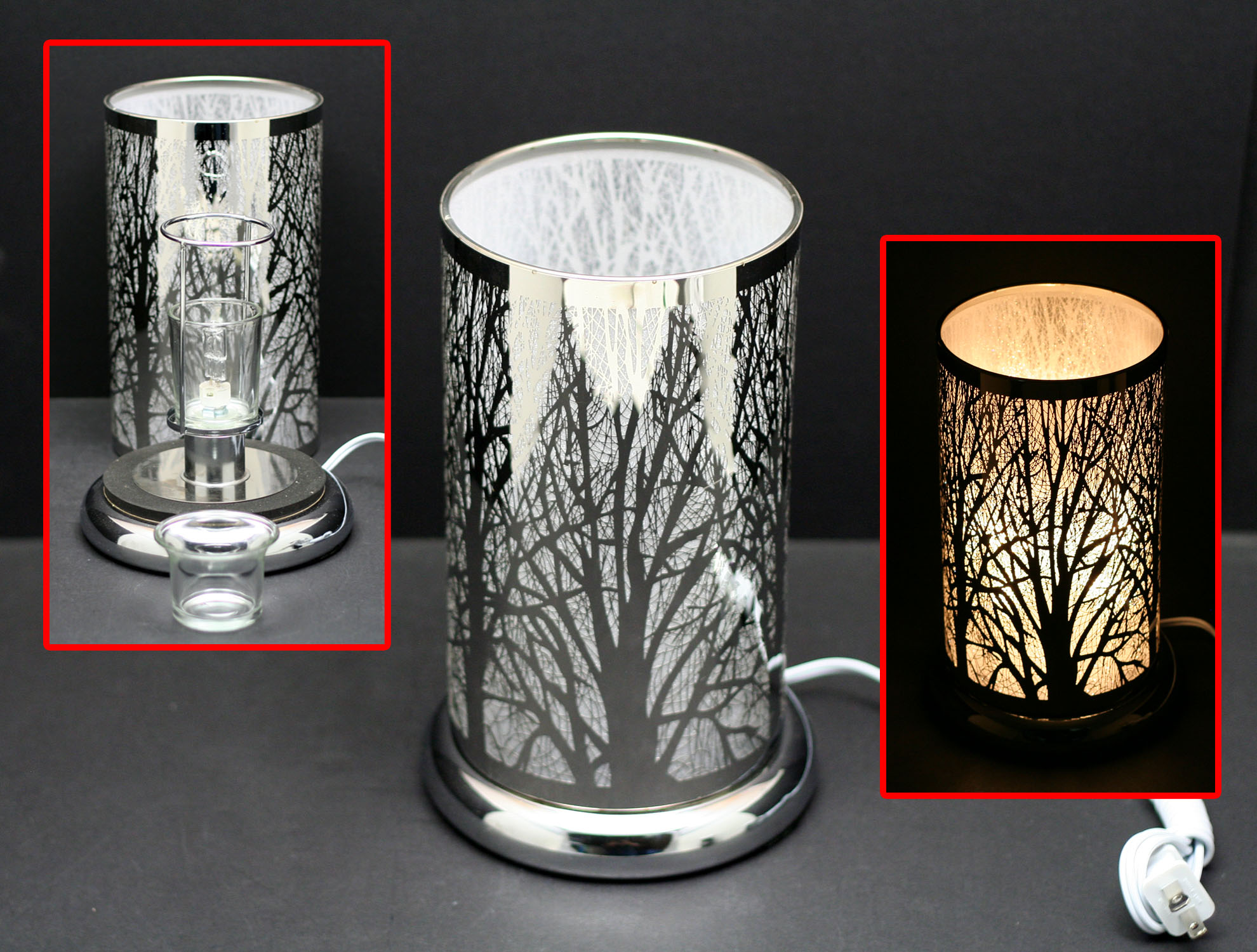 Silver Forest w/Scented Oil Holder 9.5″  J1733 TOUCH SENSOR LAMP 